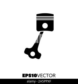 Piston solid black icon. Glyph symbol of car parts and engine. Automotive flat vector illustration. Stock Vector