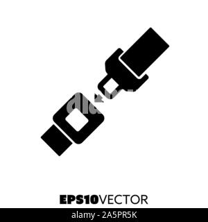 Car seat belt solid black icon. Glyph symbol of automobile interior and safety. Automotive flat vector illustration. Stock Vector