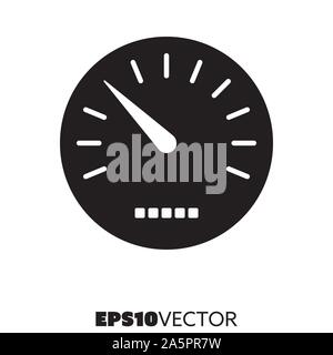 Speedometer solid black icon. Glyph symbol of car parts and performance. Automotive flat vector illustration. Stock Vector