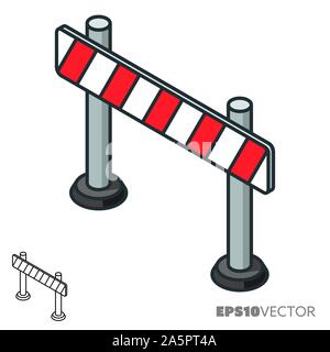 Road barrier isometric icon, outline and filled construction symbols. Safety concept vector illustration. Stock Vector