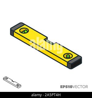 Spirit level isometric icon, outline and filled construction symbols. Precision concept vector illustration. Stock Vector