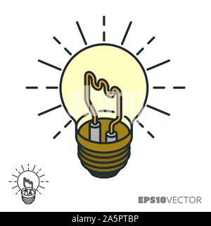 lightbulb isometric icon, outline and filled creative idea symbols. Lighting equipment and creativity concept vector illustration. Stock Vector