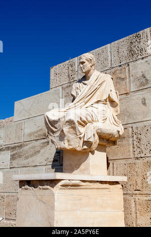 Reconstuction of the statue of Menander a Greek dramatist (Athenian comedy) at the Acropoilis, Athens,Greece Stock Photo