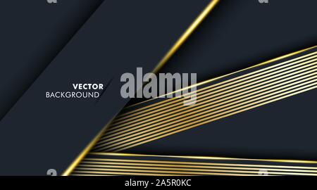 Dark blue background that overlaps with a gold line. Vector illustration in EPS 10 Stock Vector