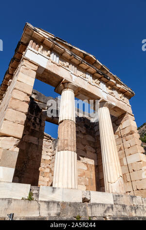 The Treasury of the Athenians, Delphi, Greece Stock Photo