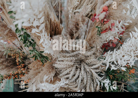 autumn background bouquet of wildflowers in warm tones Stock Photo