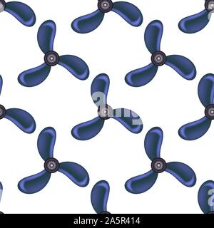 Blue Propeller Icon Seamless Pattern Isolated on White Background Stock Vector