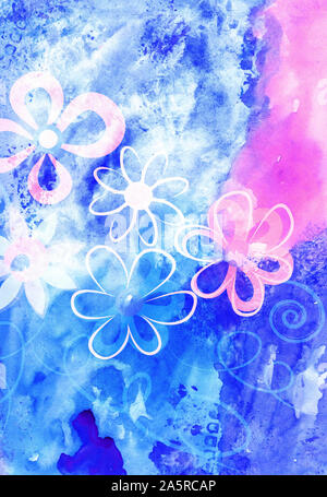 Watercolor colorful floral background. Vivid illustration Stock Photo