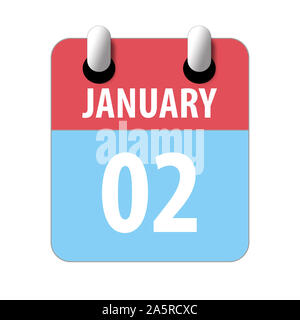 january 2nd. Day 2 of month, Simple calendar icon on white background. Planning. Time management. Set of calendar icons for web design. winter month, Stock Photo