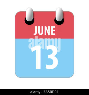 june 13th. Day 13 of month, Simple calendar icon on white background. Planning. Time management. Set of calendar icons for web design. summer month, d Stock Photo