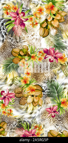 Seamless Snake and Tiger Skin Texture Pattern for Fabric Print Stock ...