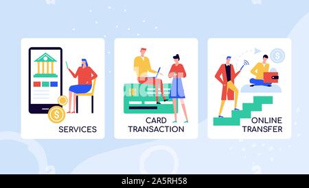 Online banking services vector colorful banner template Stock Vector