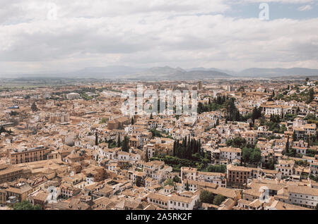 Panoramic aeral view of Granada Stock Photo