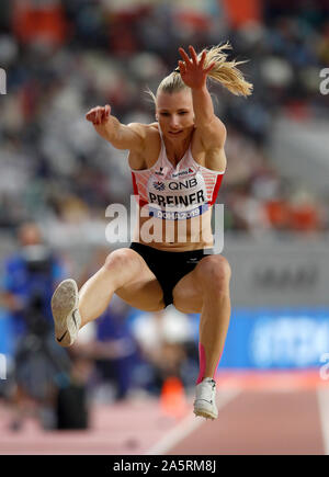 Austria's Verena Preiner competes in the Long Jump during the Women's Heptathlon Stock Photo