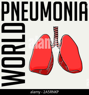 World Pneumonia Day Vector Cartoon Design Stock Photo