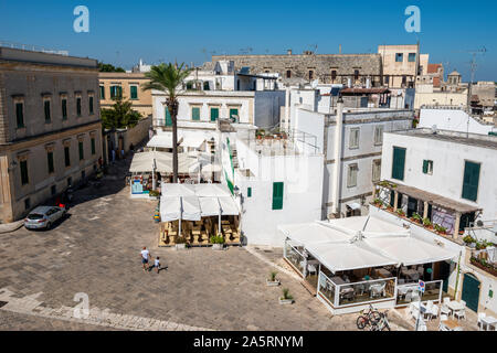 Aerial view of Piazza Castello from Otranto Castle in Otranto old town, Apulia (Puglia) in Southern Italy Stock Photo