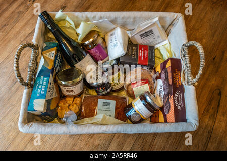 Hamper in a lined basket Stock Photo