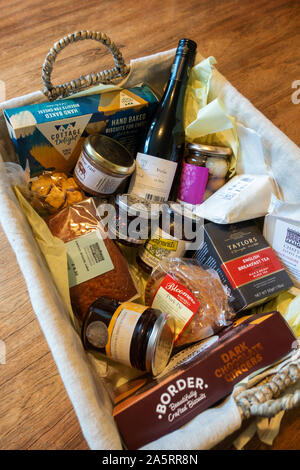 Hamper in a lined basket Stock Photo