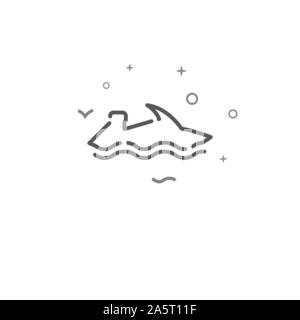 Water bike simple vector line icon. Water bike symbol, pictogram, sign. Light background. Editable stroke. Adjust line weight. Stock Vector