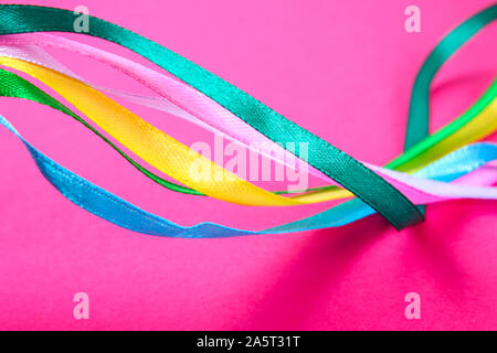 multi-colored ribbons for sewing, needlework from fabric Stock Photo