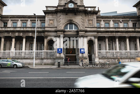 Dublin, Ireland - February 12, 2019: Street atmosphere and architecture before the DART Connolly train station in the city center on a winter day Stock Photo