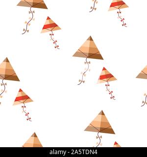 seamless pattern with kites in brown and red colors vector Stock Vector