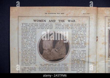 Article inside 'The War Illustrated' wartime magazine (5th December 1917), a piece of replica memorabilia from the World War One era. Stock Photo