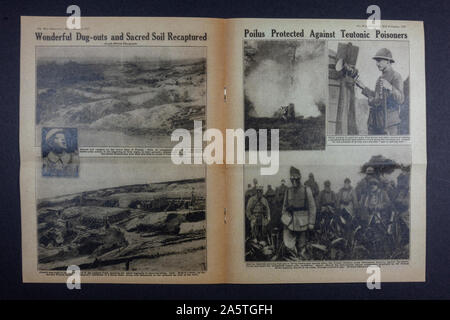 Typical images inside 'The War Illustrated' wartime magazine (24th Feb 1917), a piece of replica memorabilia from the World War One era. Stock Photo
