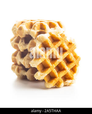 Tasty sweet waffles isolated on white background. Stock Photo
