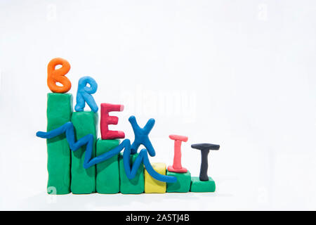 Brexit Graph made from Play Clay. Abstract composition. Currencies value after Brexit. Stock Photo