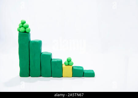Growing business concept. Graph of success in 2020 year. Graph Bars made from Play Clay. Stock Photo