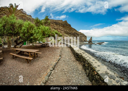 Playa De Caleta the north-eastern part of La Gomera island. Favorite vacation spot of local residents of Hermigua and Santa Catalina as well as touris Stock Photo