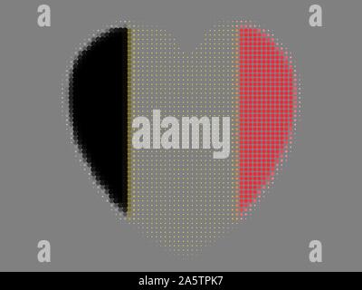 Halftone Belgium Flag In Heart Shape Vector illustration eps 10. Stock Vector