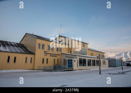 Longyearbyen, Svalbard in Norway - March 2019: Longyearbyen sykehus, the hospital. Stock Photo