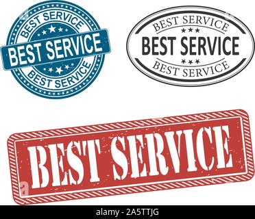 Abstract grunge rubber stamp set with the text Best Service written inside the stamp, vector illustration Stock Vector
