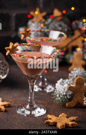 Sugar cookie martini with sprinkles rim Stock Photo