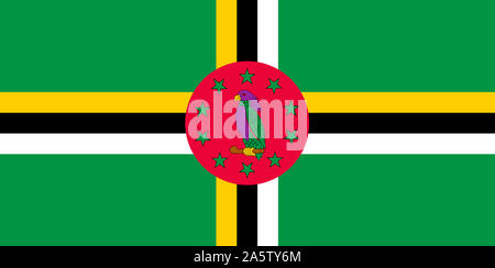 Nationalfahne, Flagge von Dominica, Kleine Antillen, Karibik Stock ...
