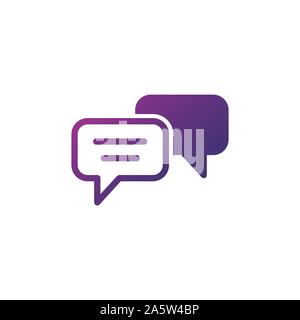 Two Speech bubbles Icon. Simple flat symbol. Stock Vector illustration isolated on white background. Stock Vector