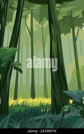 Summer deciduous forest Stock Vector