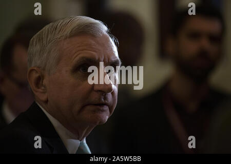 Washington, District of Columbia, USA. 22nd Oct, 2019. United States Senator Jack Reed (Democrat of Rhode Island) speaks during the Senate Policy Luncheon Press Conference on Capitol Hill in Washington, DC, U.S. on October 22, 2019. Credit: Stefani Reynolds/CNP/ZUMA Wire/Alamy Live News Stock Photo