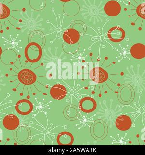 Christmas explosion of circles and bursts, repeat pattern design, vector wrapping paper. Stock Vector