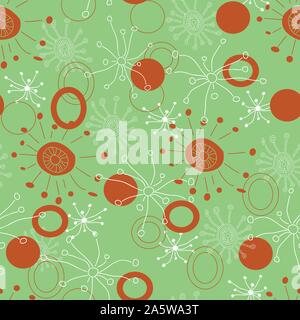 Christmas explosion of circles and bursts, repeat pattern design, vector wrapping paper. Stock Vector