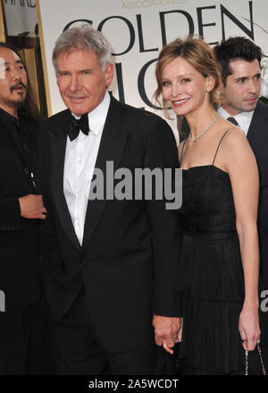 LOS ANGELES, CA. January 15, 2012: Harrison Ford & Calista Flockhart at the 69th Golden Globe Awards at the Beverly Hilton Hotel. © 2012 Paul Smith / Featureflash Stock Photo