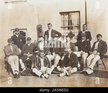 Dr WG Grace (William Gilbert Grace) Vintage cricket photograph of Strutt-Cavell's team before a charity match. 1905 Stock Photo