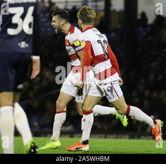 Southend, UK. 22nd Oct, 2019. SOUTHEND UNITED KINDOM. OCTOBER 22 Ben Whiteman of Doncaster Rovers celebrating his goal during English Sky Bet League One between Southend United and Doncaster Rovers at Roots Hall Stadium, Southend, England on 22 October 2019 Credit: Action Foto Sport/Alamy Live News Stock Photo