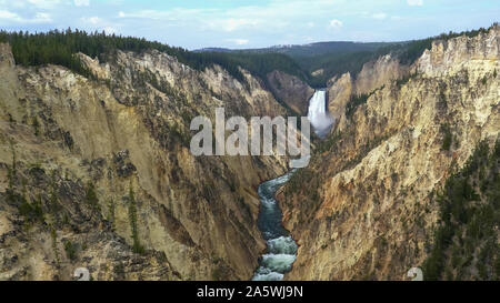 lower yellowstone falls as seen from artist point in yellowstone Stock Photo