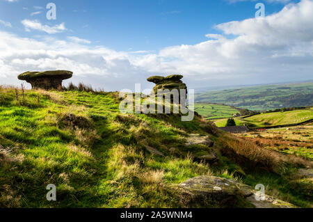 The Doubler Stones. Ilkley moor. Yorkshire Stock Photo