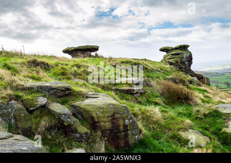 The Doubler Stones. Ilkley moor. Yorkshire Stock Photo