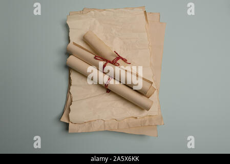 old tied up letters, view from above. Stock Photo