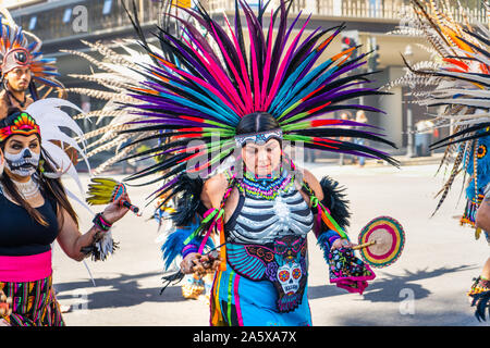 Oct 20, 2019 San Jose / CA / USA - Participants at the Day of the Dead (Dia de Los Muertos) procession taking place in South San Francisco Bay; Capull Stock Photo